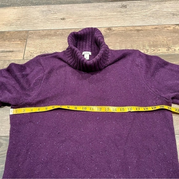 LL Bean Womens L Thick Chunky Speckled purple Knit Turtleneck Sweater vintage - Picture 3 of 6